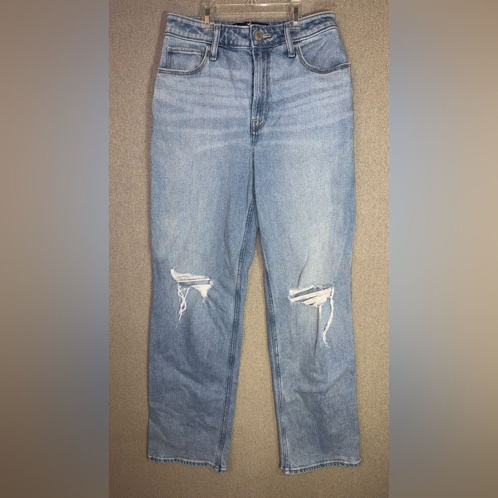 Hollister size 2 ultra high rise dad Blue Distressed Women Jeans